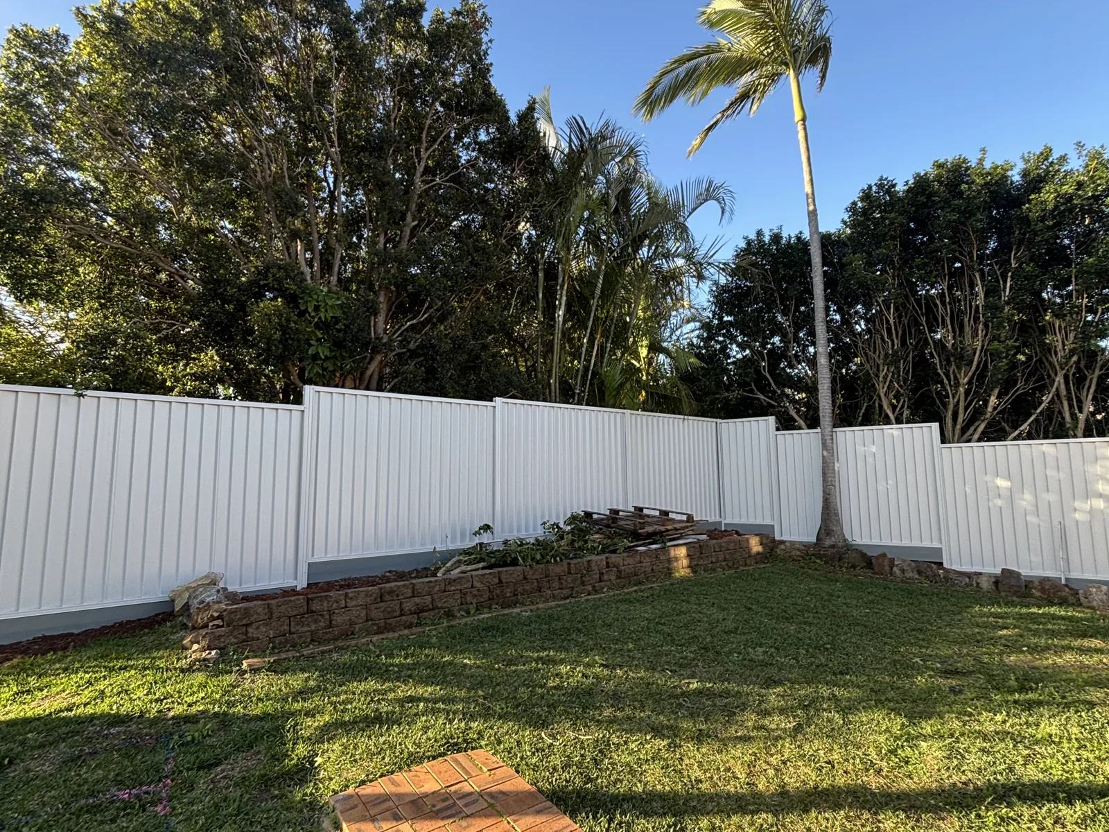 White Colorbond fence