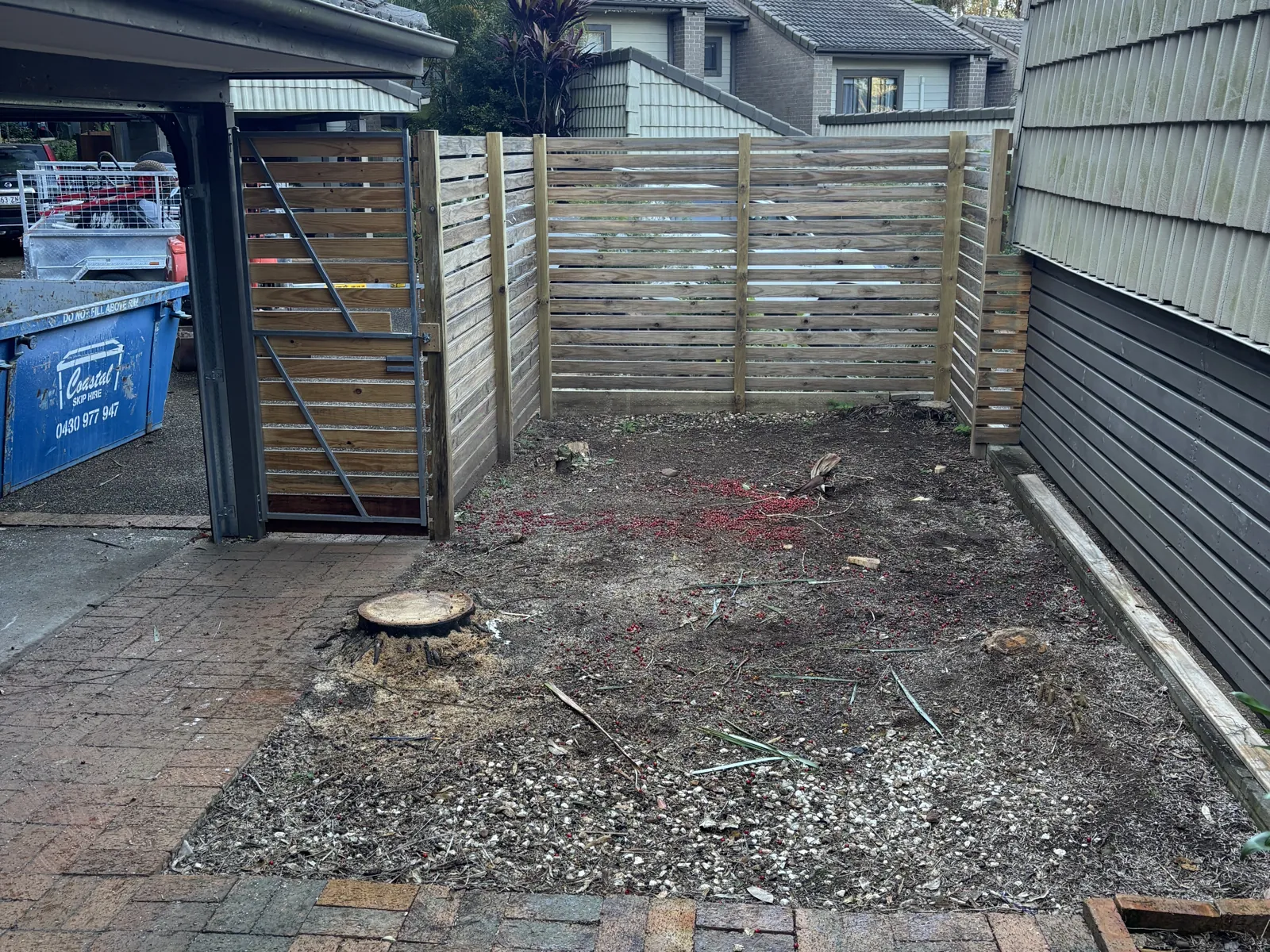 Timber slat screen fence